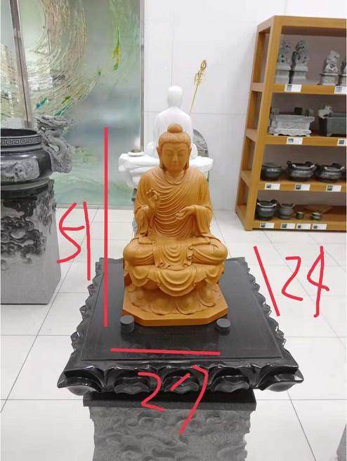 木雕坐佛像 居家擺飾 藝術收藏品, 長26cm 寬20cm 高53cm