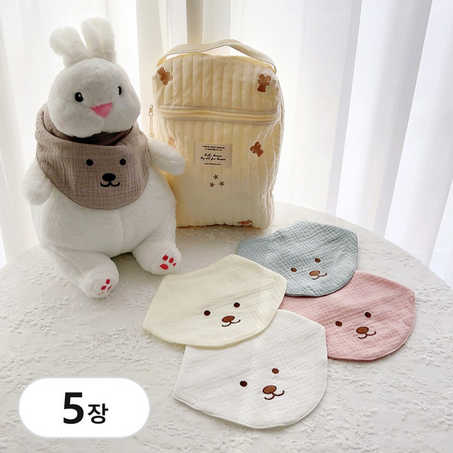 6중 거즈 유아 스카프빕 사계절 순면 목수건 개별포장 아기 침받이 침턱받이 세트