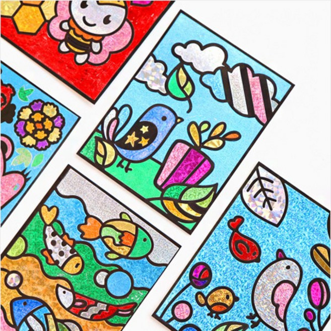 민화샵 포일 아트 세트 만들기 꾸미기 팝아트 동물 캐릭터 크리스마스, 3. 동물캐릭터 포일아트 (허니비), 1개