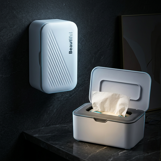 담하온 대형 벽걸이 탁상형 2WAY 물티슈 케이스 보관함, 화이트, 1개