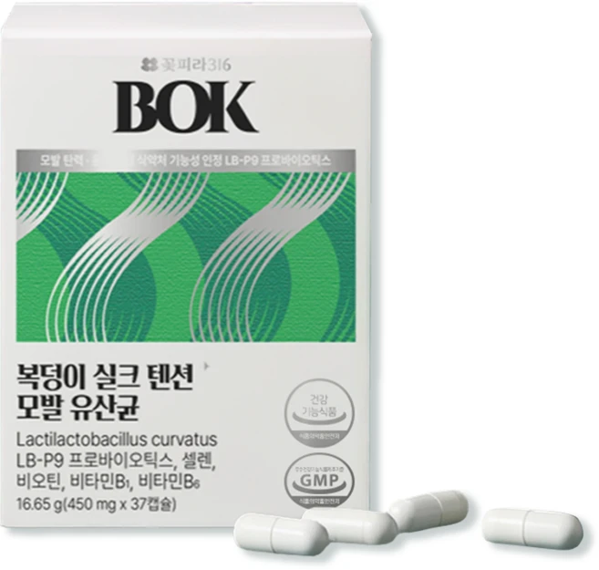 [먹는 헤어캡슐] 임상 검증 실크텐션 헤어 모발 유산균 B:OK 복덩이 LB-P9 23종 복합설계 [30+7일분], 1개, 37정 - 쿠팡