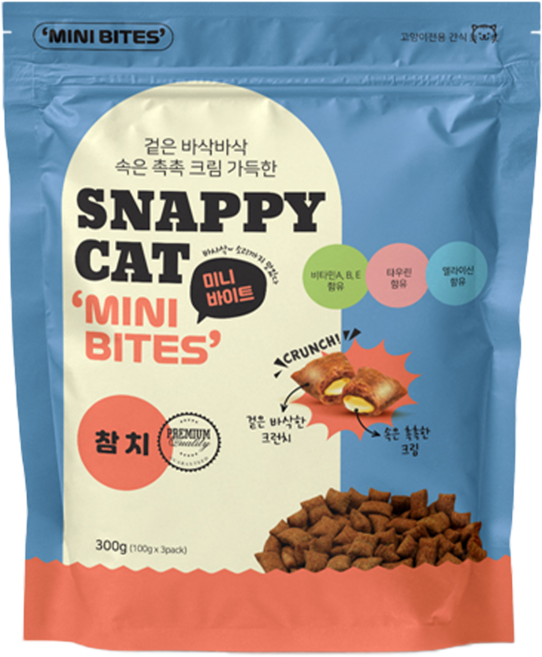 스내피캣 미니바이츠 바삭 촉촉 고양이 대용량 스낵간식, 1개, 300g, 참치맛