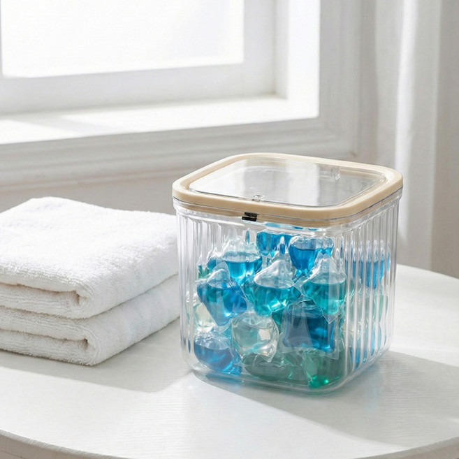 코지로그 깔끔보관 원터치 캡슐세제 보관함, 1개, 투명