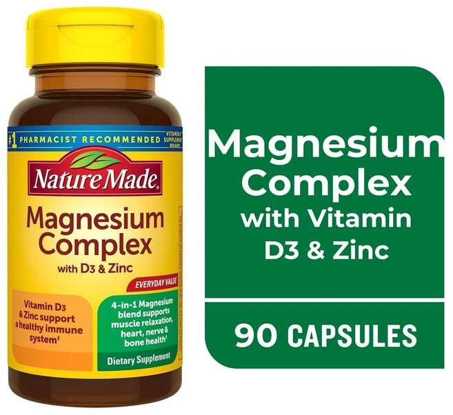 미국 네이처메이드 Nature Made Magnesium Complex 마그네슘 콤플렉스 with 비타민 D & 아연 캡슐, 6개, 90정 - 쿠팡