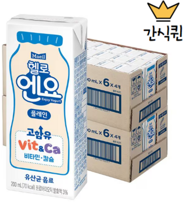 엔요 유산균음료 플레인, 200ml, 48개