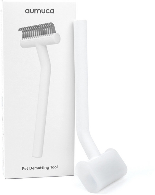 [공식파트너] aumuca 아우무카 반려동물 브러쉬 스마트 케어 장모용 그루밍 브러쉬 강아지 고양이 빗, 화이트, 1개