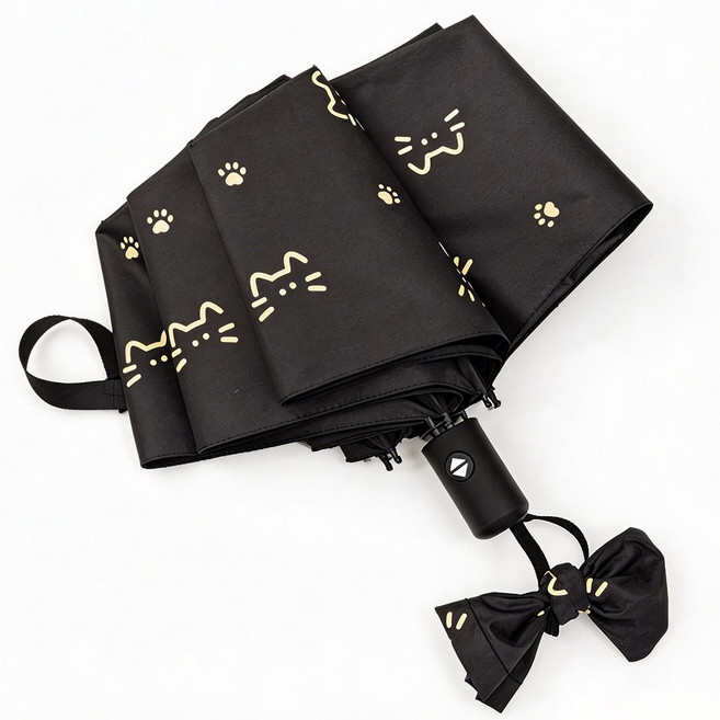 양산 초경량 암막 UV 자외선차단 미니 접이식 자동우산 고양이 YS0719