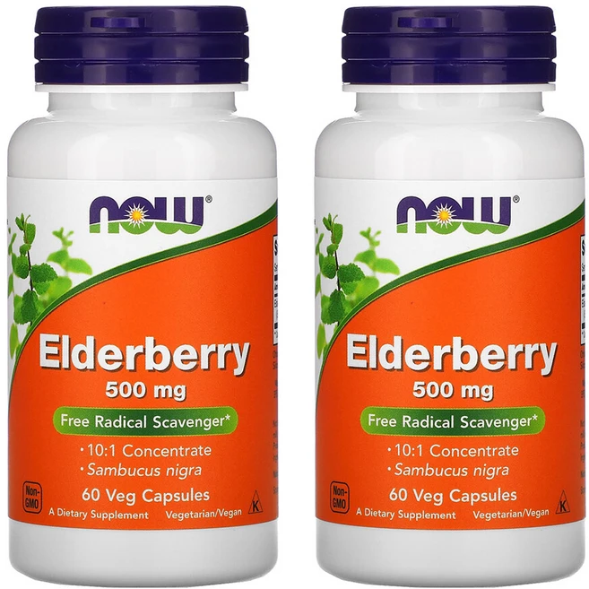 NOWFOOD 나우푸드 엘더베리 500mg 60정 베지캡슐 Elderberry X 2EA, 2개 - 쿠팡