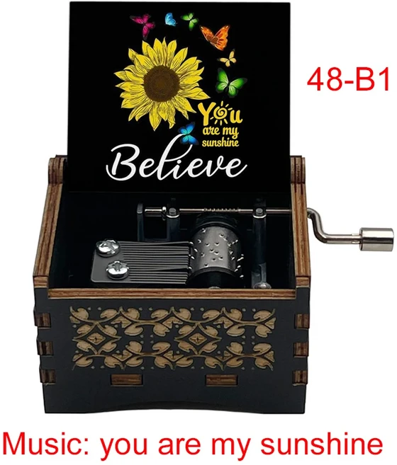 당신은 내 햇빛 뮤직 박스 검은 나무 새로운 디자인 친구 남편 아내 여자 친구 딸 생일 크리스마스 귀여운, 09 네이비 블루