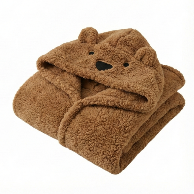 보픈 후드담요 곰돌이 캐릭터 모자담요 무릎담요 겨울 방한용품