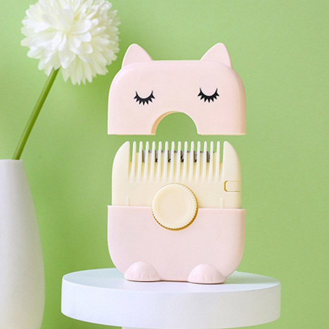 휴대용 냥이 셀프 앞머리 다듬기 컷팅기, 1개, 핑크