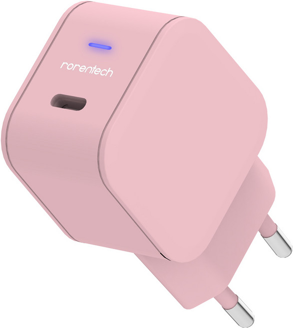 로랜텍 파스텔 갤럭시 아이폰 호환 초고속 충전기, 핑크, 1개