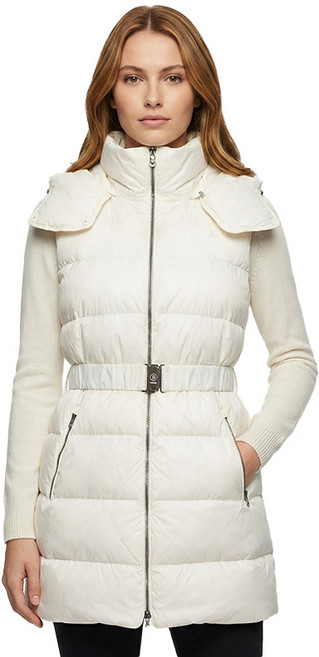 [보그너] 여성 구스 다운 롱패딩 후드 베스트 O_WHITE