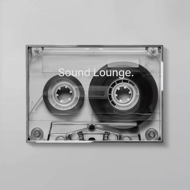 미드센츄리 포스터+알루미늄액자 세트 Sound Lounge 카세트 아트, 실버(유광)