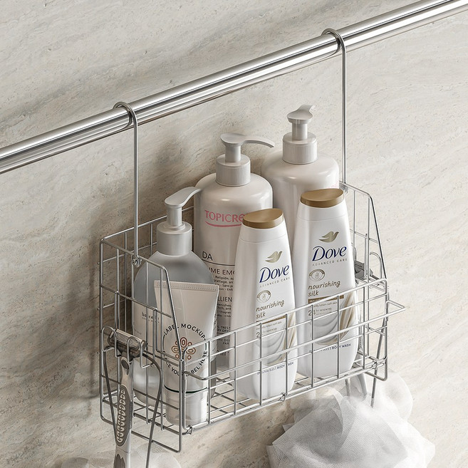 홈비 풀스텐 연마제없는 평생사용 욕실 걸이형 수납 선반 바스켓, 1개, 스텐304