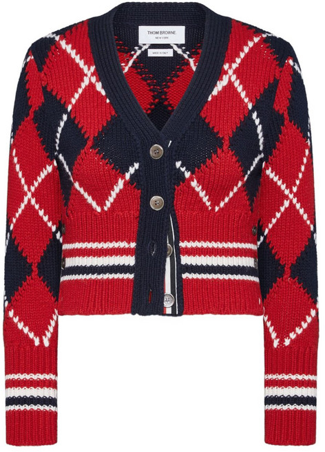톰 브라운 아가일 인타르시아 메리노 울 가디건