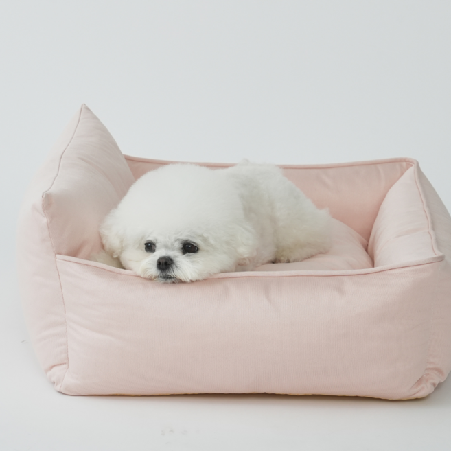 피치가든 폭신한 사각 강아지 고양이 침대 세탁편한 분리형 등받이 반려동물 소파방석, 1개, 핑크