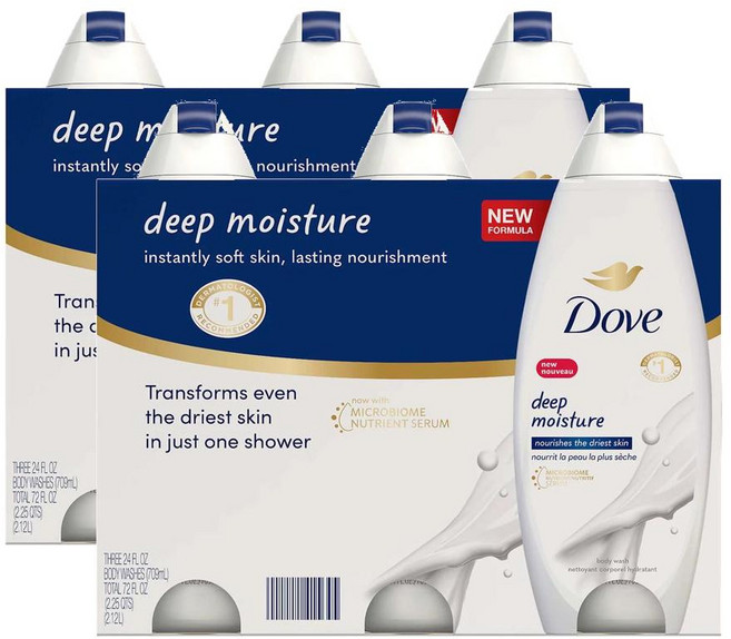 미국 도브 딥 모이스처 보습 바디 워시 (709ml x 6팩), 709ml