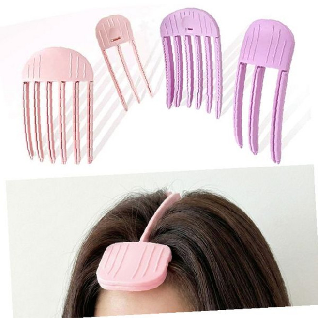 헤어 볼륨 정수리 부분가발 핀 클립 6핀 3핀 세트 가르마 커버 탈모 숱 풍성, 1개, 진핑크 세트