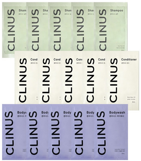 일회용 샴푸 애경 클리너스 샴푸50개 린스50개 바디워시50개 8ml 여행용 휴대용 세면도구, 150개