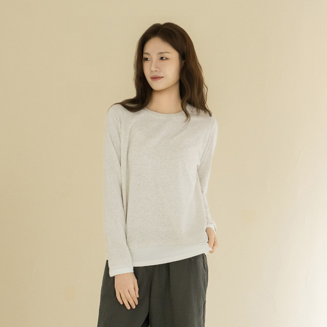 마담4060 엄마옷 마담4060 내추럴포엠 더블레이어드티셔츠 중년여성 데일리 티셔츠 -RTE2602013-