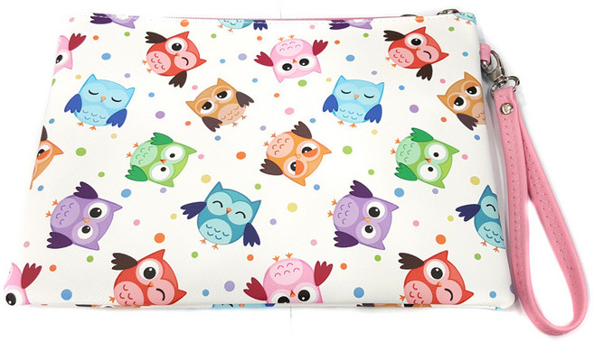 바미샵 복을주는 부엉이 파우치 화이트 소패턴 (특대) 상호 도장인쇄