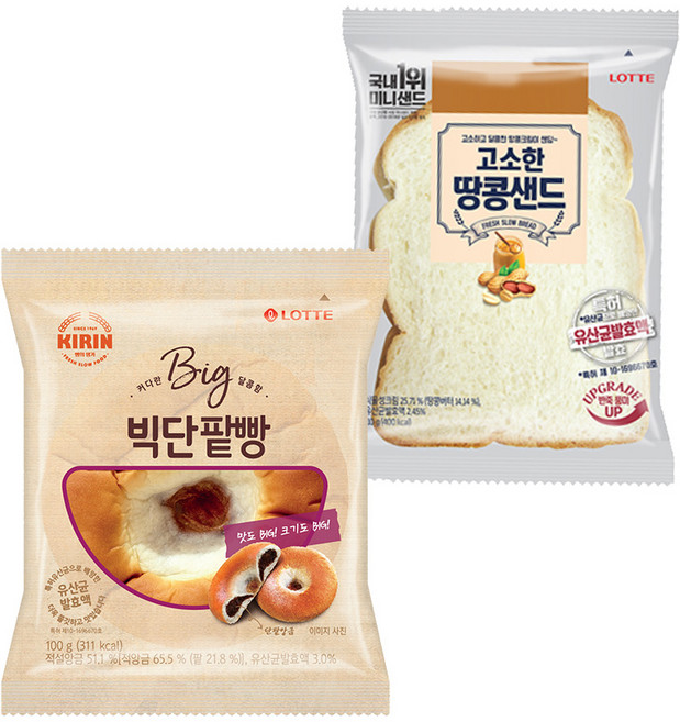 롯데제빵 고소한 땅콩샌드X5개+빅단팥빵X5개, 10개
