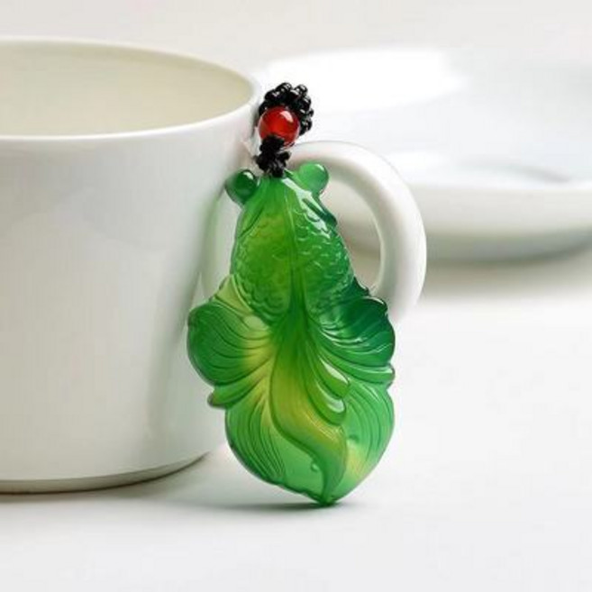 라오농 비취 얼음 종 녹색 chalcedony 금붕어 펜던트 옥 펜던트 재스퍼 컬러 펄프 잉어 펜던트 남성과 여성 +02Q2TadX