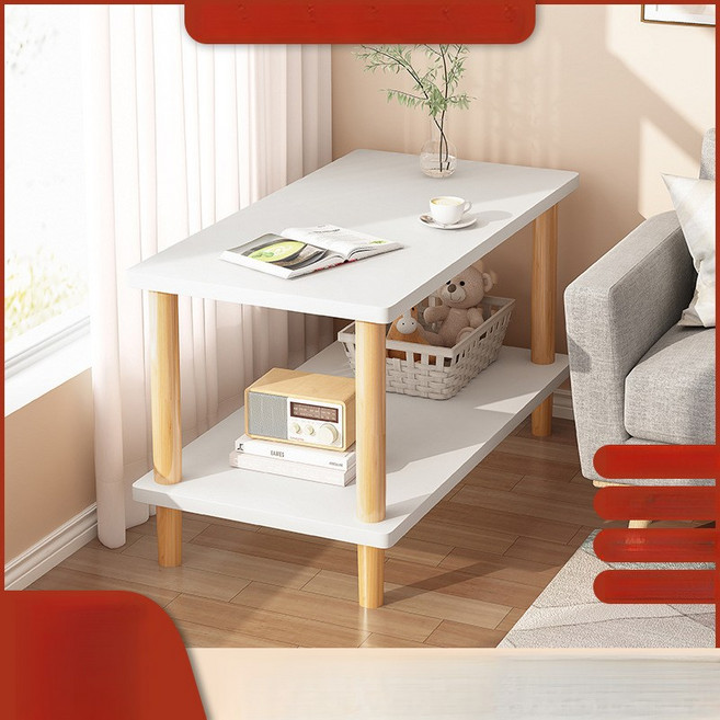 1인용 소형 테이블 소파 옆 테이블 거실 소형 아파트 티 테이블 임대 주택 침대 옆 수납 선반 간단, 26*28*35 흰색 재고 정리