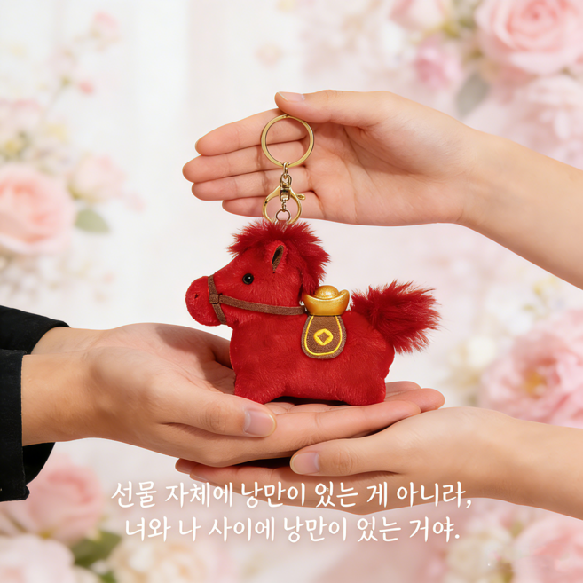 복슬복슬 행운말 키링 2026 말띠해 본명년 선물 재물운 원보 열쇠고리