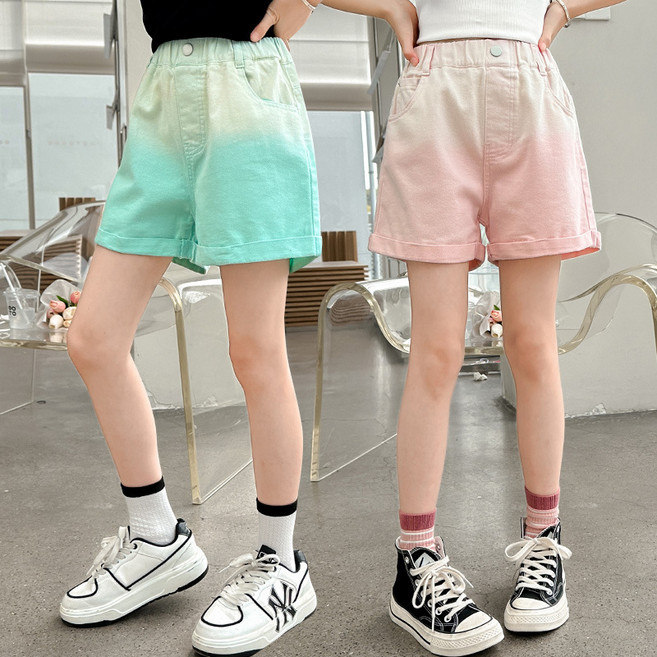 슈가푸딩 주니어 그라데이션팬츠 초등학생 중학생 데님팬츠 컬러데님 청반바지 남매룩 외출복