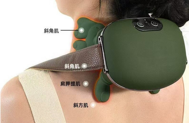 肩頸按摩儀頸椎按摩器家用便攜式斜方肌脖子頸部按摩儀, 綠色不噴漆:高配, 1個