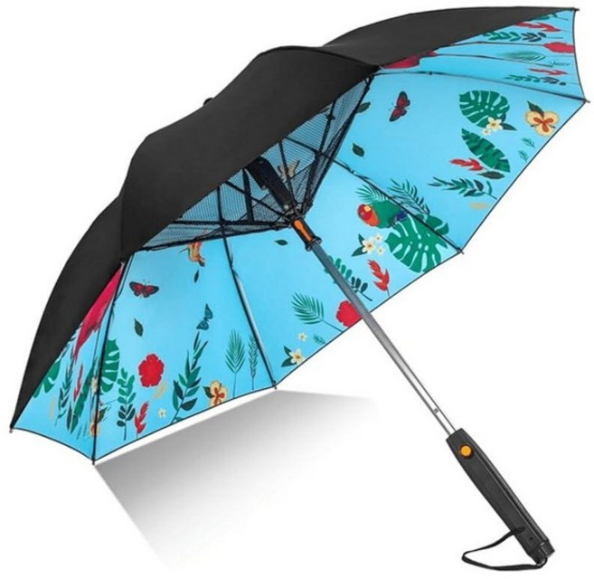 Supercap - 팬 및 미스트 스프레이가 있는 우산 USB 충전식 UPF 50+ 햇빛 비 해변 여행 축제용 휴대용 우산 쿨링 (플라스틱 병 포함) 143664