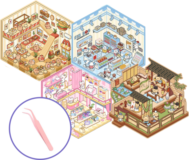 크랜브랑 틱톡유행 DIY 3D 집꾸미기 방꾸미기 스티커, 1개, 미니4종세트A