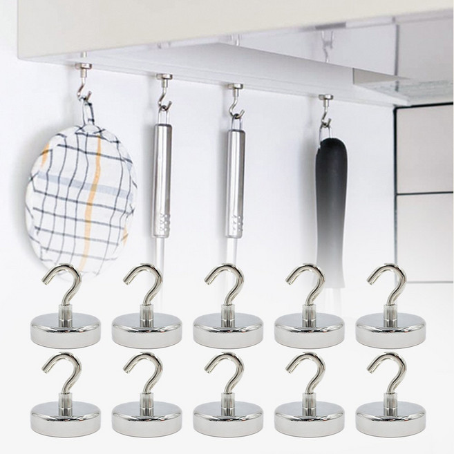 르디아망 네오디움 후크 고리 초강력 자석 10p, 10개, 실버