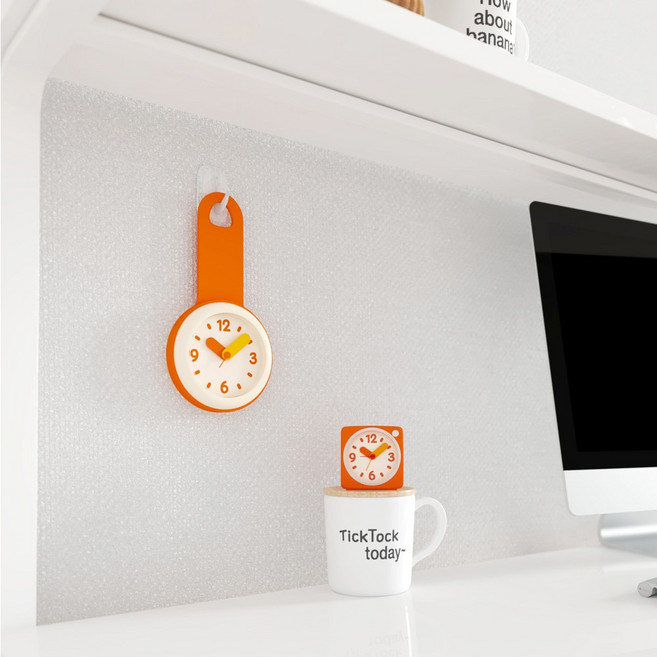 틱톡 이슈 다용도 걸이 흡착 무소음시계 4종, 네온오렌지