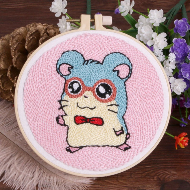 프랑스자수 DIY 패키지, (P15) 펀치니들_햄토리, 1개