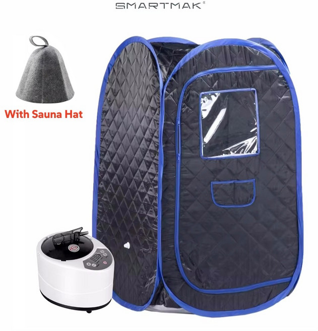 휴대용 스팀 사우나 전신 개인 홈 스파 접이식 사우나 텐트 (3L 및 1000W 스팀 발생기 포함), 브라운 세트