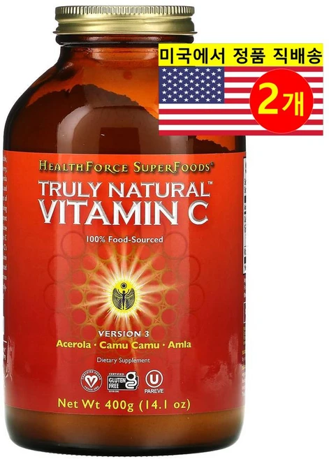 헬스포스수퍼푸드 Truly Natural 비타민C 400g(14.1oz), 2개 - 쿠팡