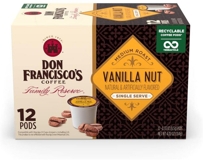 Don Francisco's 돈 프란시스코스 바닐라 너트 맛 미디엄 로스트 커피 팟 커피캡슐 12입 2개, 12개입, 1개
