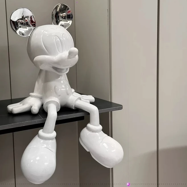 만화 미키 마우스 동상 레진 재질의 앉아있는 조각상 피규어 패션 브랜드 데스크탑 장식품 사무실 가정 인, 06 Gold