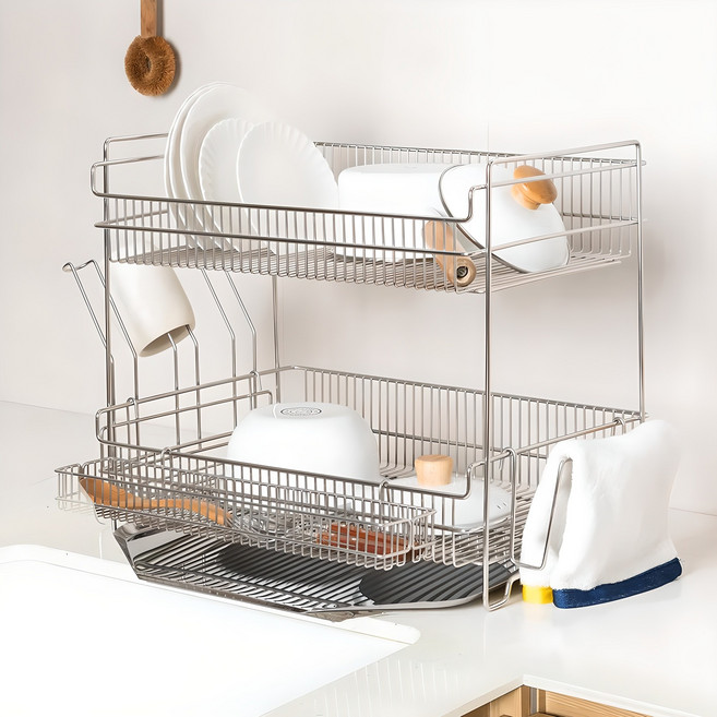 레토 올스텐 식기건조대 물빠짐 주방 설거지 그릇 건조대 풀세트, 2단, 1개