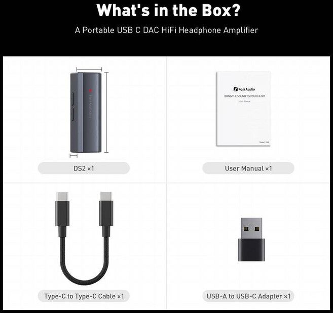 엠프 전원 충전식 블루투스 Fosi o DS2 미니 오디오 US 110vB DAC 동글 헤드폰 앰프 DSD 디코더 지원 3.5MM 4.4MM 밸런스드 32bit/384kHz, 러시아, DS2-2025