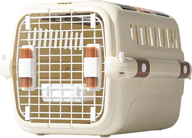 시그니프 반려동물 고양이 강아지 이동장 위로열림 케이지 이동가방 켄넬 대형 56*36*33.5cm, 1개, 크림옐로우
