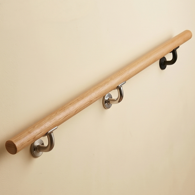 L자형 브라켓 원목 핸드레일 계단 손잡이 2m 안전 벽부형 난간 안전바, 11. 블랙브라켓 핸드레일 세트 1500mm, 1개