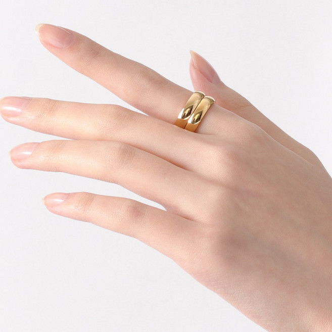 VARAM [1+1] 써지컬 316L 스틸 4mm 더블 가락지반지