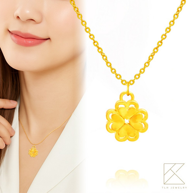 TLH JEWELRY 項鍊 幸運草造型 抗敏鍍金 可調節長度 時尚優雅 帶來好運