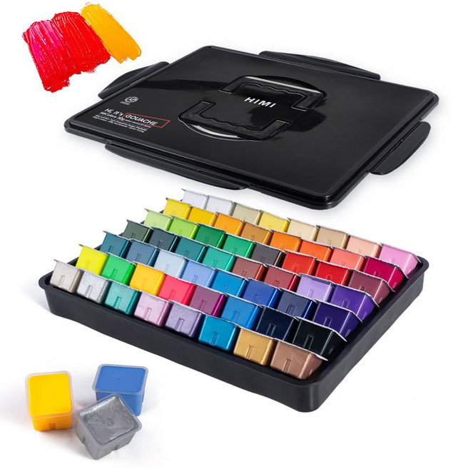 미야 히미 HIMI 젤리 수채 과슈 물감 수채화물감 세트, 30ml, 56색