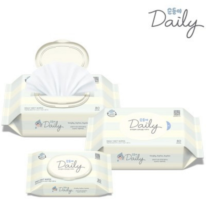[데일리 단독 행사] 생분해 아기물티슈 모음, 45g, 80매, 1개