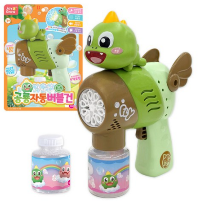 원앤원 LED 10버블홀 공룡 자동 버블건 + 버블용액 100ml x 2p 세트, GREEN (그린), 2개